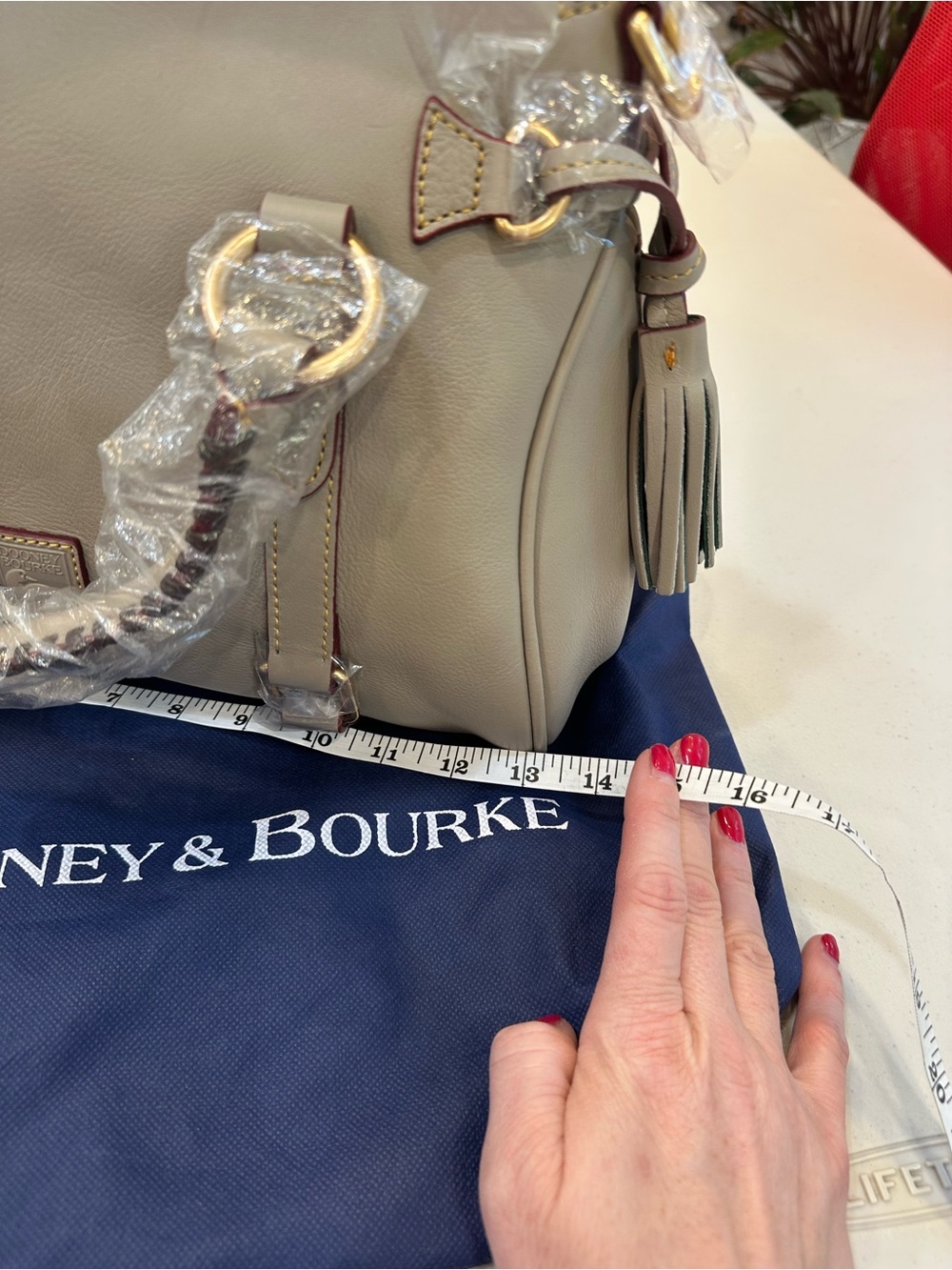 Dooney & Bourke Florentine Leather Satchel in Light Taupe - Picture 4 of 6